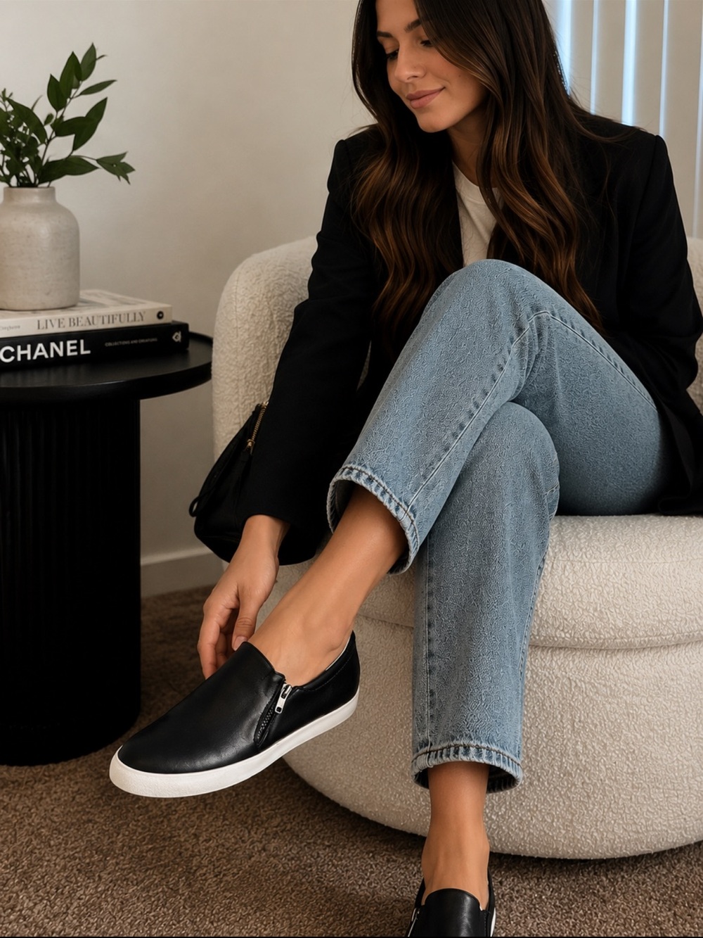 Blackstone Black Leather Slip On Sneakers Women’s 41 US 10 NEW